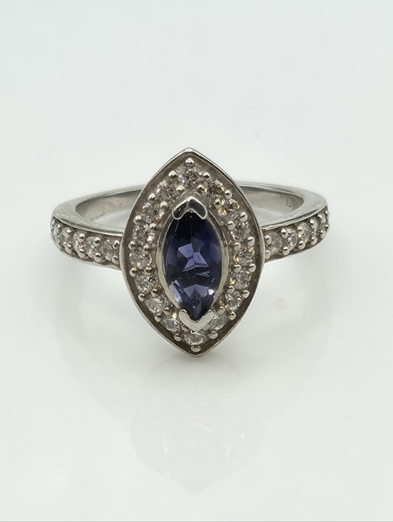 Gem Treasures Jewelry - NWT Rare Iolite Marquis Halo Ring
